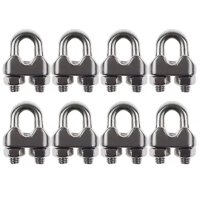 New Pack Of 8 5/16  M8 Stainless Steel Wire Rope Cable Clip Clamp Rigging Rope • $12.56