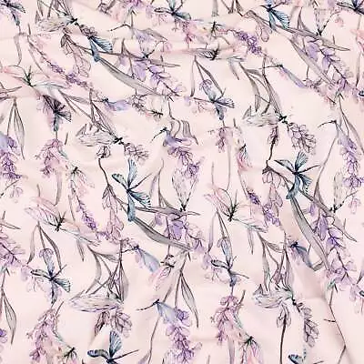 Dragonfly Organic Cotton Jersey Knit Stretch Spandex Print OEKO-TEX Kids Fabric • £0.99