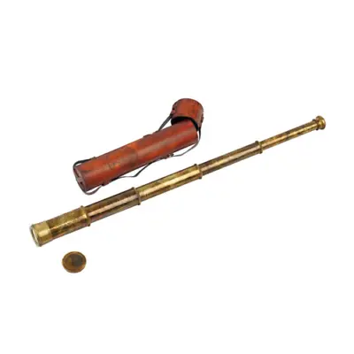 AR E... Long Brass Telescope With Leather Box Nautical Vintage Telescope Antique • £129.29