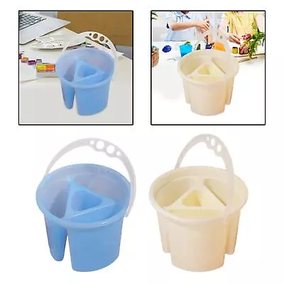 Brush Washing Bucket Painting Brush Basin With Handle Portable 4 Grid Art • £9.31