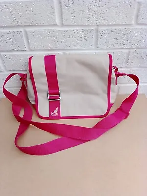 KANGOL Satchel Messenger Cross Body Shoulder Bag Cream/Pink 28 Cm X 23 X 12 • £12