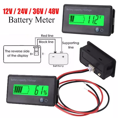 LCD Digital 12V Battery Charge Capacity Status Display Indicator Monitor Meter • £6.29