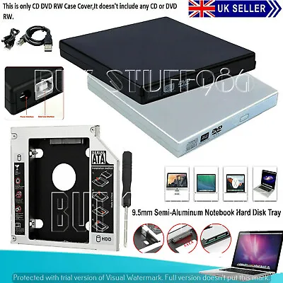 £9.53 • Buy External Dvd Drive Caddy Case Usb Cd Rom Enclosure 2nd Hard Drive Ssd Hdd Cover