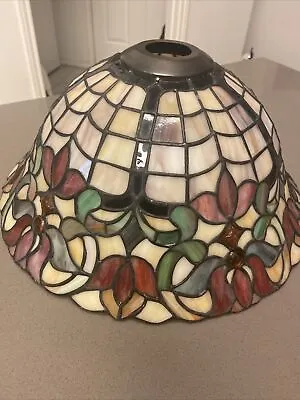 Vintage Art & Craft Style Mission Stained Slag Glass Lamp Shade • $120