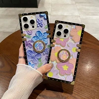 For IPhone 15 Pro Max 14 13 12 11 8 7 XS XR Cute Flower Square Phone Case Cover • $16.88