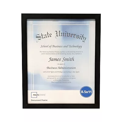 Mainstays 8.5  X 11  Document And Diploma Picture Frame Black Free Shipping • $5.45