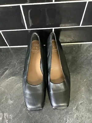 £10 • Buy M&S Footglove Court Shoes Black Genuine Leather Size UK 6.5 Heel 4.5cm Wider Fit