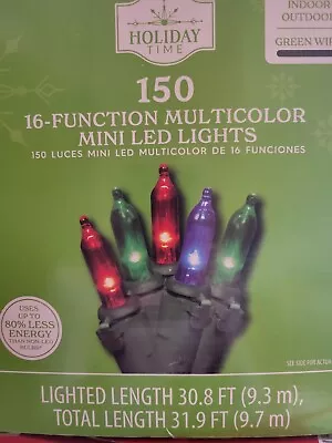$24.99 • Buy New Holiday Time 16 Function Multi Color Mini LED Lights 150 Count