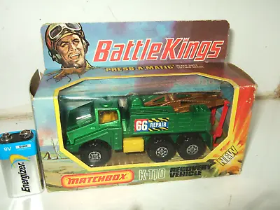 £43.85 • Buy Vintage Matchbox Battle Kings K-110 Military Recovery Vehicle With Sprung Crane