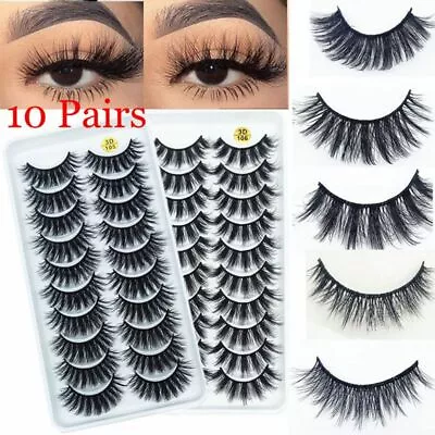 $3.84 • Buy 10 Pairs 3D Fake Eyelashes Long Thick Natural False Eye Lashes Set Mink Makeup