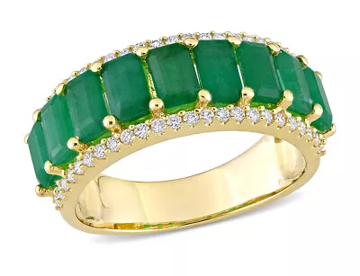 2.40 Carat (ctw) Emerald Ring Band With Diamonds 14K Yellow Gold • $1399