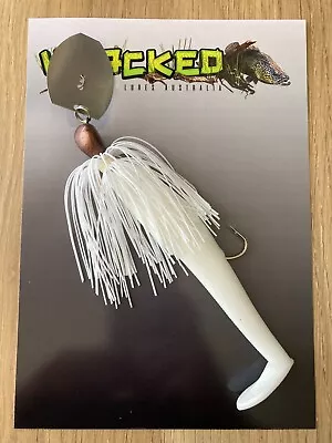 WHACKED LURES ~ 1oz CHATTERBAIT ~ WHITE ~ Paddle Tail Trailer • $15.50