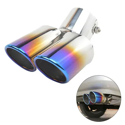 $12.99 • Buy Car Auto Blue Rear Dual Exhaust Pipe Tail Muffler Tip Throat Tailpipe Auto Parts