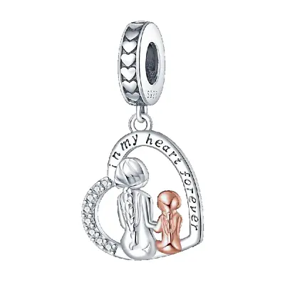 Mother & Daughter Best Friends Heart Charm 💜 925 Sterling Silver Gift Mum • $14.88