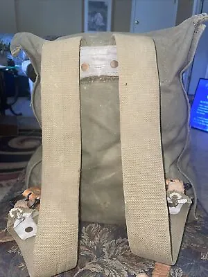 Vintage Military Canvas Backpack/Rucksack With Leather Staps • $61.31