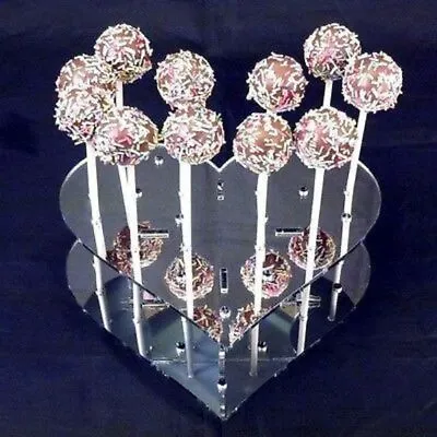 Acrylic Heart Shaped 12 Holes Lollipop / Cake Pop Display Stand Mirrored Wedding • £14.99