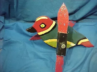 Vintage FOLK ART Hand Crafted MULTI COLOR BIRD Garden WHIRLIGIG • $9.95