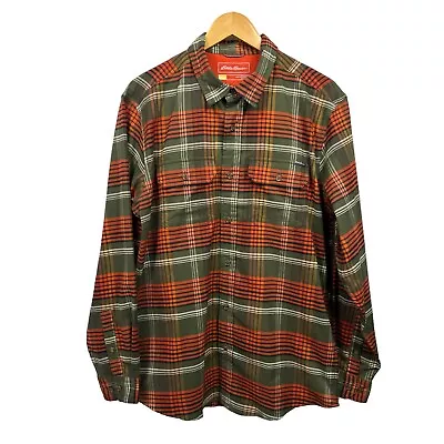 Eddie Bauer Shirt Mens Size Large Flannel Multicolor Plaid Classic Fit Stretch • $14.95