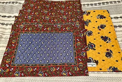 6ct Vera Bradley Placemats Blue Red Yellow Floral Quilted • $40