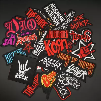 25Pcs/Lot BAND ROCK Patches Iron On Stripes For Clothing Embroidery Badges Cloth • $17.99