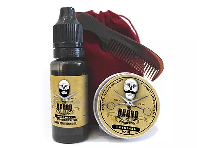 £9.50 • Buy 3pcs Beard Care Kit Beard Oil Moustache Wax Comb Mens Beard Grooming Original