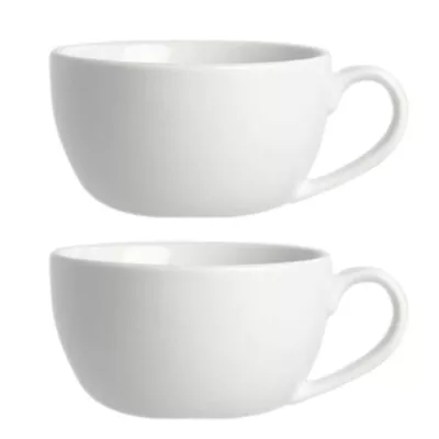 Cappuccino Cup White Porcelain Round Coffee Tea Cup Hot Chocolate 350ml 2Pcs • £7.25