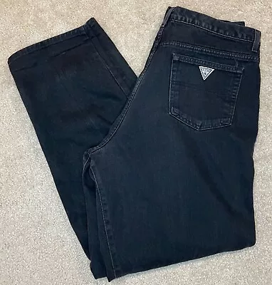 VTG 90s GUESS Jeans Men’s Black Denim Loose Fit Mens 38x34 Made In USA *READ* • $34.99