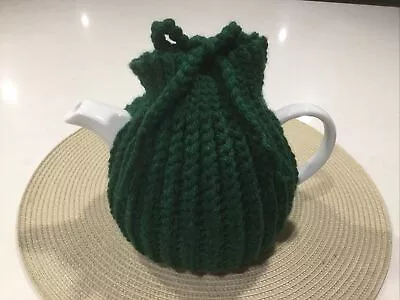 6 Cup Tea Pot Cosy Hand Crochet .. Green Easy To Refill EXTRA THICK..New • $20