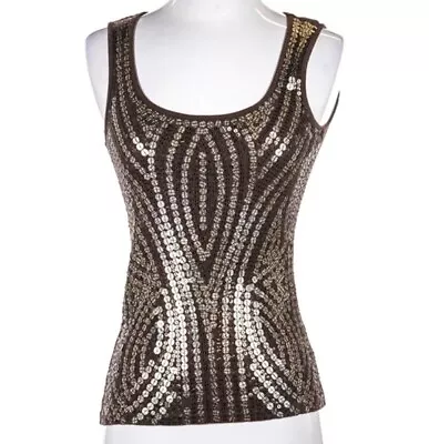 Michael Kors Brown Tank Top With Gold Sequins Women’s 1X • $22