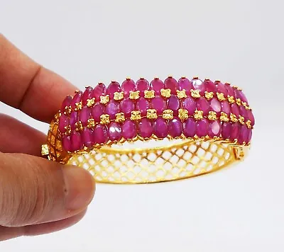 $114.47 • Buy Gorgeous Bracelet Syn Ruby Thai Baht 22k 24k Yellow Gold Plated Women Jewelry 
