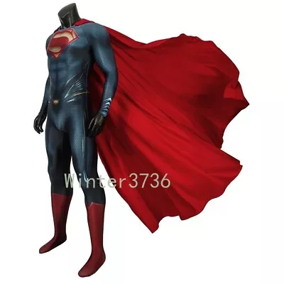 Superman Man Of Steel Men Jumpsuit Costume Cloak Halloween Outfit Suit Cosplay • $88.13