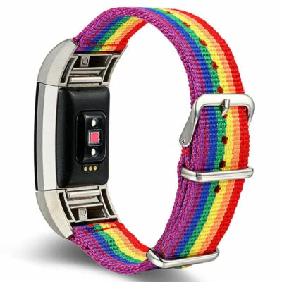 $16.99 • Buy  For Fitbit Charge 2 3 4 Gen Rainbow Nylon Loop Fabric Watch Strap Wrist Band