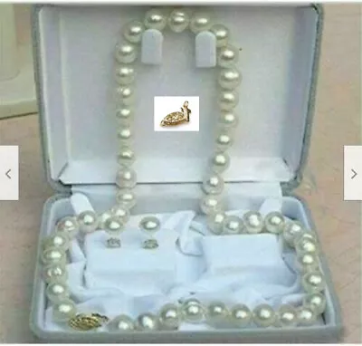 £23.40 • Buy  22  20  18  AAA 9-10 MM SOUTH SEA NATURAL White PEARL NECKLACE 14K  + Earring