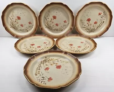 6 Mikasa Jardiniere Dinner Plates Set Vintage Whole Wheat Floral Dish Japan Lot • $69.87