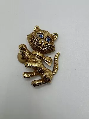 Vintage Cat Kitten With Movable Bell Signed AVON Gold-tone Brooch Pin • $8.10