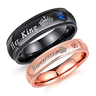 Couple's Matching Ring His Queen And Her King Wedding Band Comfort Fit Ring Gift • $7.26