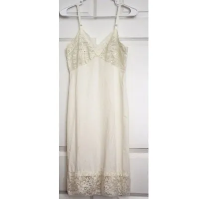 Van Raatle Vintage Lingerie Nylon Lace Midi Slip Dress Nightgown Women's Sz 32 • $40