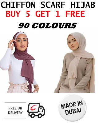 £3.90 • Buy Chiffon Scarf Hijab BUY 5 GET 1 FREE Premium Quality Elegant Sarong Shawl Wraps