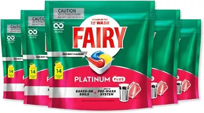 $98.49 • Buy 5 X NEW Fairy Platinum Plus All-in-One Dishwasher Tablets 14 Tabs Lemon Scent