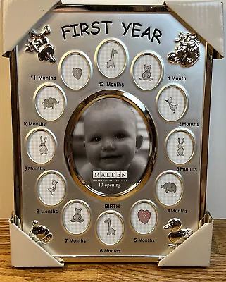 Baby First Year Silver Picture Frame Malden 7 1/2” X 10” New In Box NIB • $12.98