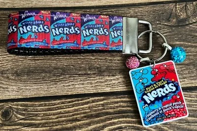 Key Fob Chain Holder Strap Mini Red Blue Nerds Candy Charms RTS 3  • $9.99