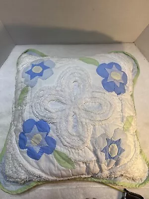 Vintage Quilted Floral Chenille Pillow • $30