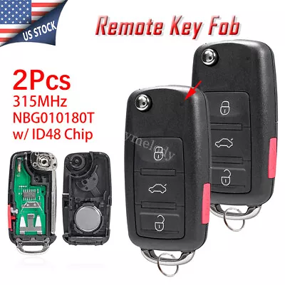 2 Full Flip Remote Key Fob 4B For VW Passat Tiguan Touareg 2011-2016 NBG010180T • $18.89