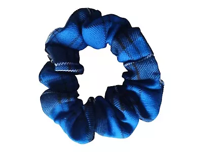 Royal Blue Tartan Fabric Hair ScrunchieHair TieGifts For Her • £2.50