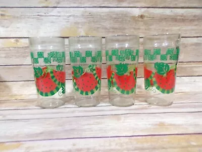 Vintage Anchor Hocking 16 Oz Watermelon Jelly Jar Drinking Glass 6  Set Of 4 • $18