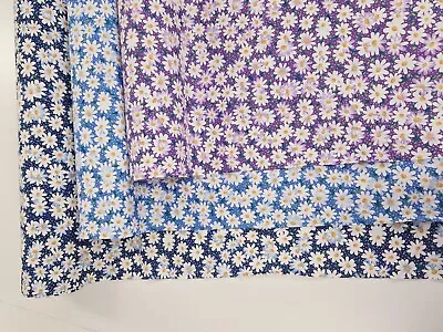 Daisy Cotton Poplin Fabric Light Floral Summer For Dressmaking And Craft • £4.50