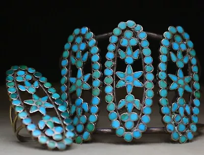Vintage Zuni Native American Navajo Turquoise Sterling Silver Bracelet Ring Set • $4950