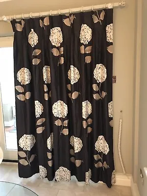 Made To Measure Laura Ashley Hydrangea Curtains Chocolate Beige Taupe Cream • £125