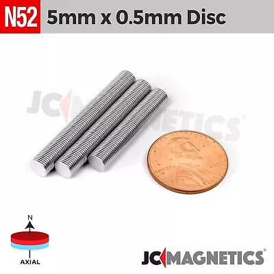 5mm X 0.5mm N52 Strong Rare Earth Neodymium Thin Magnet Round Discs 5x0.5mm • $15.50