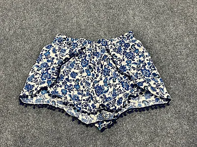 H & M Pajama Shorts Womens 6 Blue Lounge Shorts Floral Viscose  A7 • $6.32
